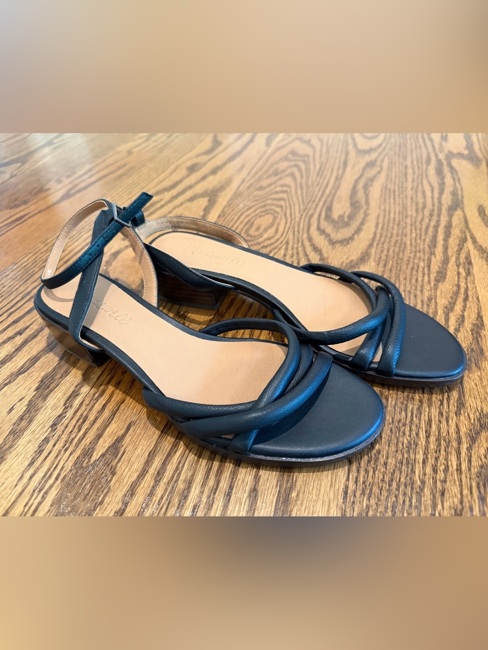 NWT Madewell Black Strappy Low Block Heel Sandals - Women's 6.5